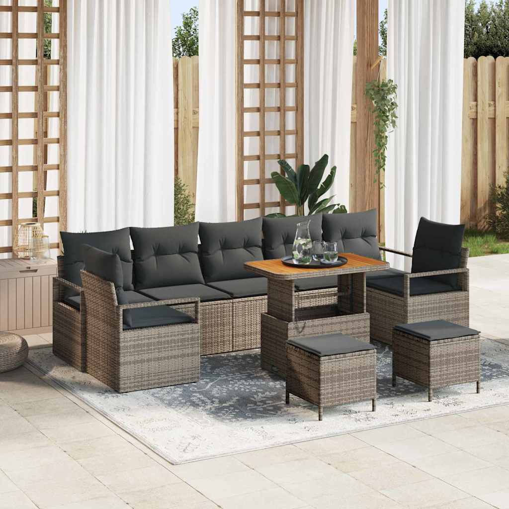 Garten-Sofa-Set mit Kissen 10 pcs Grau 90 x 55 x 71 cm