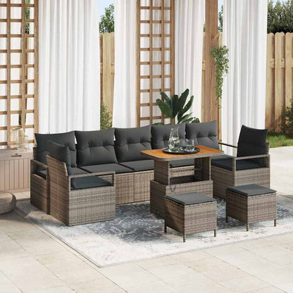 Garten-Sofa-Set mit Kissen 10 pcs Grau 90 x 55 x 71 cm