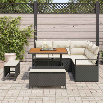 Garten-Sofa-Set 8 pcs Schwarz und Creme 100 x 100 x 71 cm