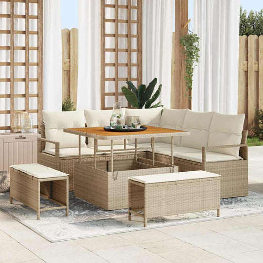 Garten-Sofa-Set 8 pcs Beige und Creme 100 x 100 x 71 cm
