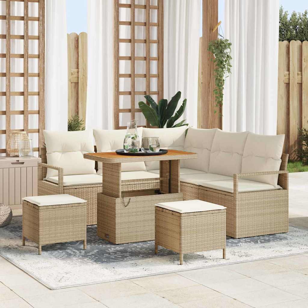 Garten-Sofa-Set 8 pcs Beige und Creme 90 x 55 x 71 cm