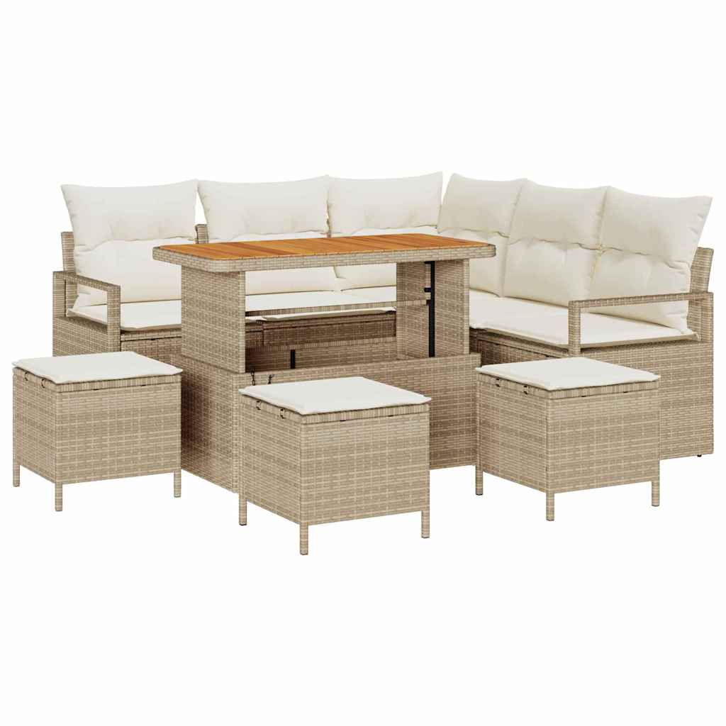 Garten-Sofa-Set 9 pcs Beige und Creme 110 x 55 x 71 cm