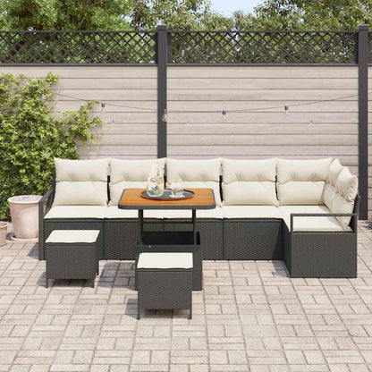 Garten-Sofa-Set 9 pcs Schwarz und Creme 80 x 80 x 71 cm