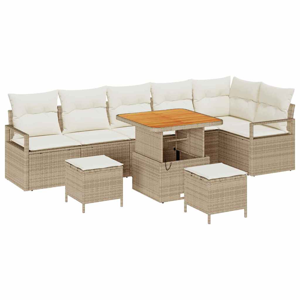 Garten-Sofa-Set 9 pcs Beige und Creme 80 x 80 x 71 cm