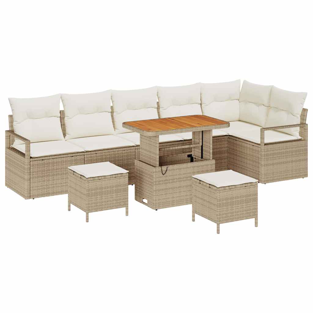 Garten-Sofa-Set 9 pcs Beige und Creme 90 x 55 x 71 cm