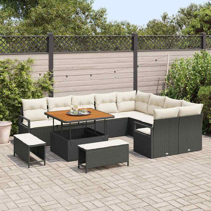 Garten-Sofa-Set 12 pcs Schwarz und Creme 100 x 100 x 71 cm
