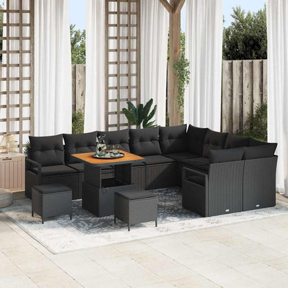 Garten-Sofa-Set mit Kissen 12 pcs Schwarz 80 x 80 x 71 cm