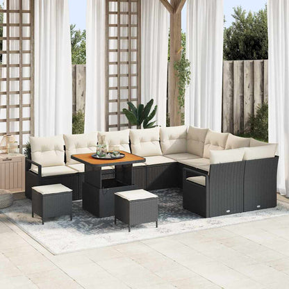 Garten-Sofa-Set 12 pcs Schwarz und Creme 80 x 80 x 71 cm