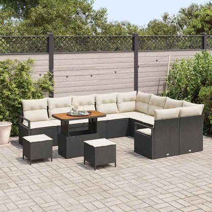 Garten-Sofa-Set 12 pcs Schwarz und Creme 90 x 55 x 71 cm