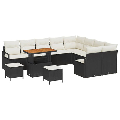 Garten-Sofa-Set 12 pcs Schwarz und Creme 90 x 55 x 71 cm