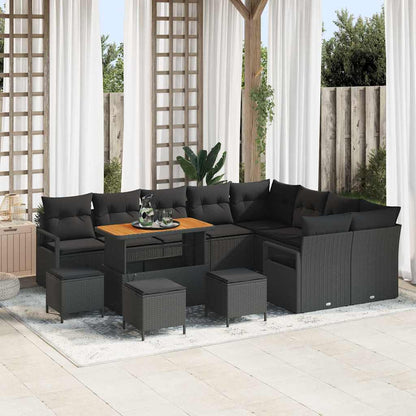 Garten-Sofa-Set mit Kissen 13 pcs Schwarz 110 x 55 x 71 cm