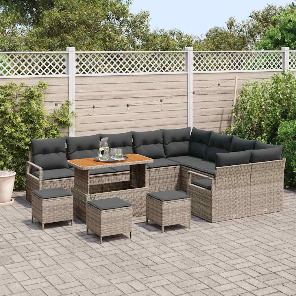 Garten-Sofa-Set mit Kissen 13 pcs Grau 110 x 55 x 71 cm