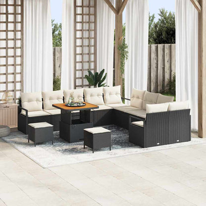 Garten-Sofa-Set 13 pcs Schwarz und Creme 80 x 80 x 71 cm