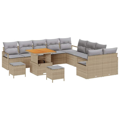 Garten-Sofa-Set 13 pcs Beige und Hellgrau 80 x 80 x 71 cm