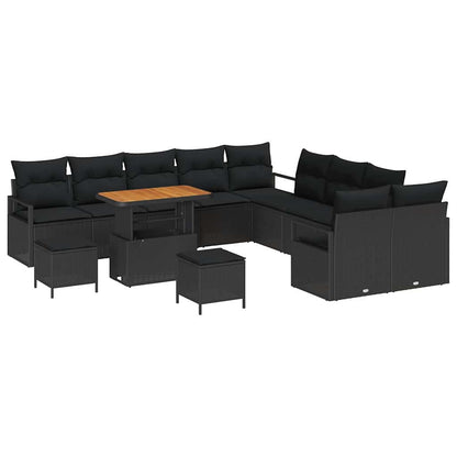 Garten-Sofa-Set mit Kissen 13 pcs Schwarz 90 x 55 x 71 cm