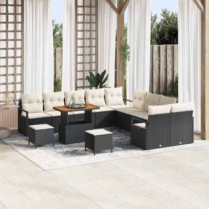 Garten-Sofa-Set 13 pcs Schwarz und Creme 90 x 55 x 71 cm
