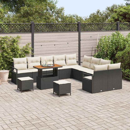 Garten-Sofa-Set 13 pcs Schwarz und Creme 90 x 55 x 71 cm