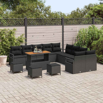 Garten-Sofa-Set mit Kissen 14 pcs Schwarz 110 x 55 x 71 cm