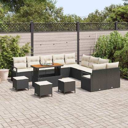 Garten-Sofa-Set 14 pcs Schwarz und Creme 110 x 55 x 71 cm
