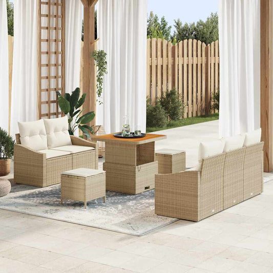 Garten-Sofa-Set 8 pcs Beige und Creme 80 x 80 x 71 cm