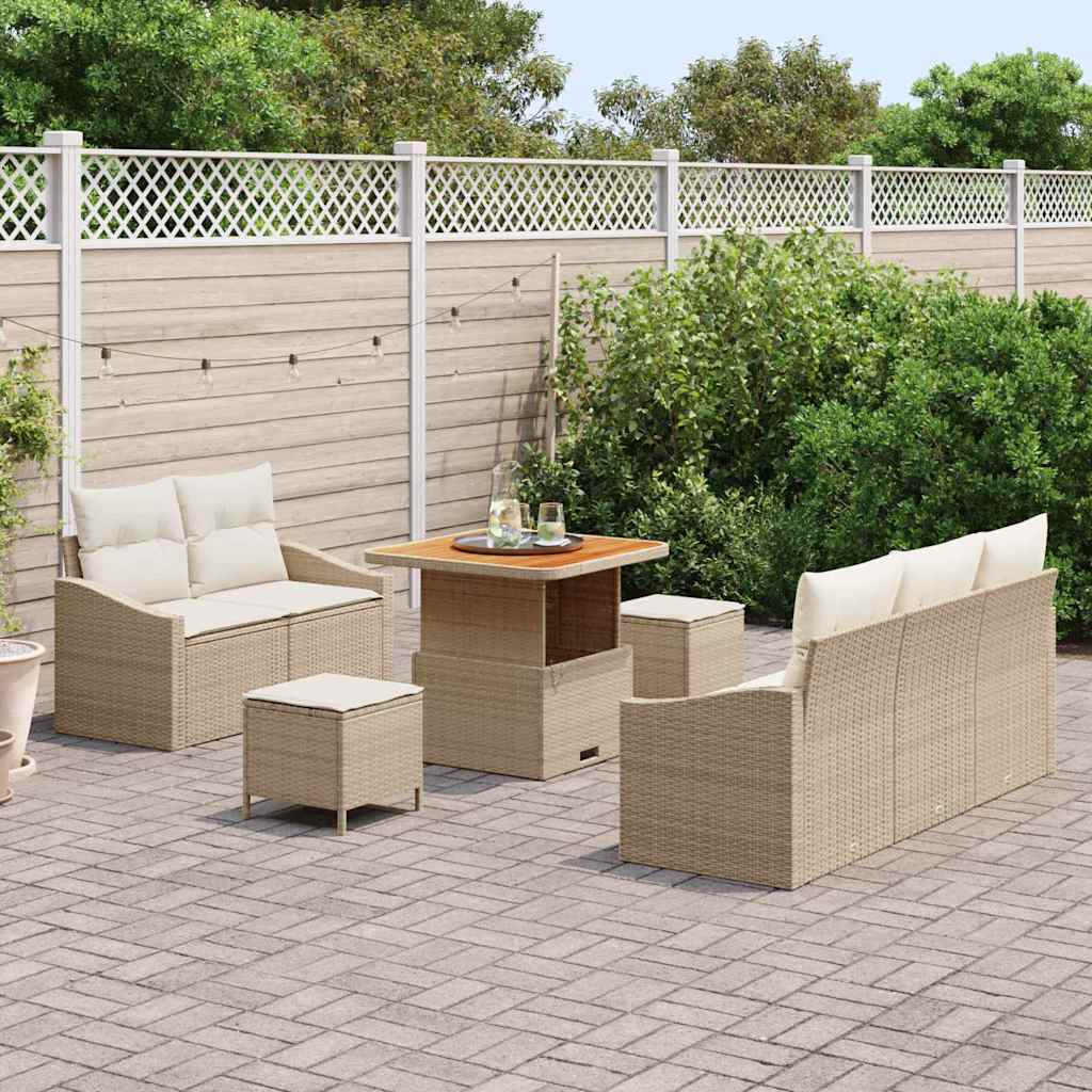 Garten-Sofa-Set 8 pcs Beige und Creme 80 x 80 x 71 cm