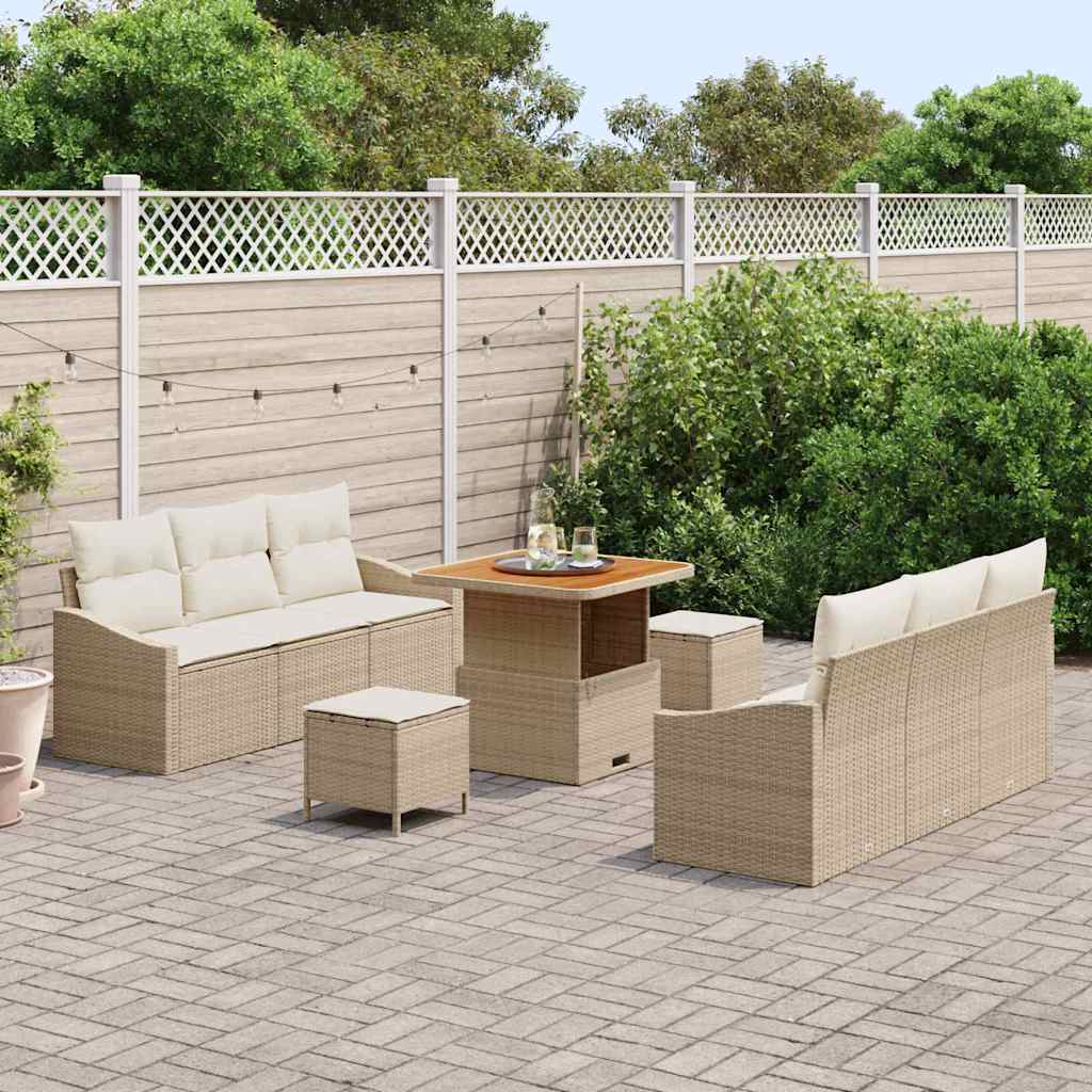 Garten-Sofa-Set 9 pcs Beige und Creme 80 x 80 x 71 cm