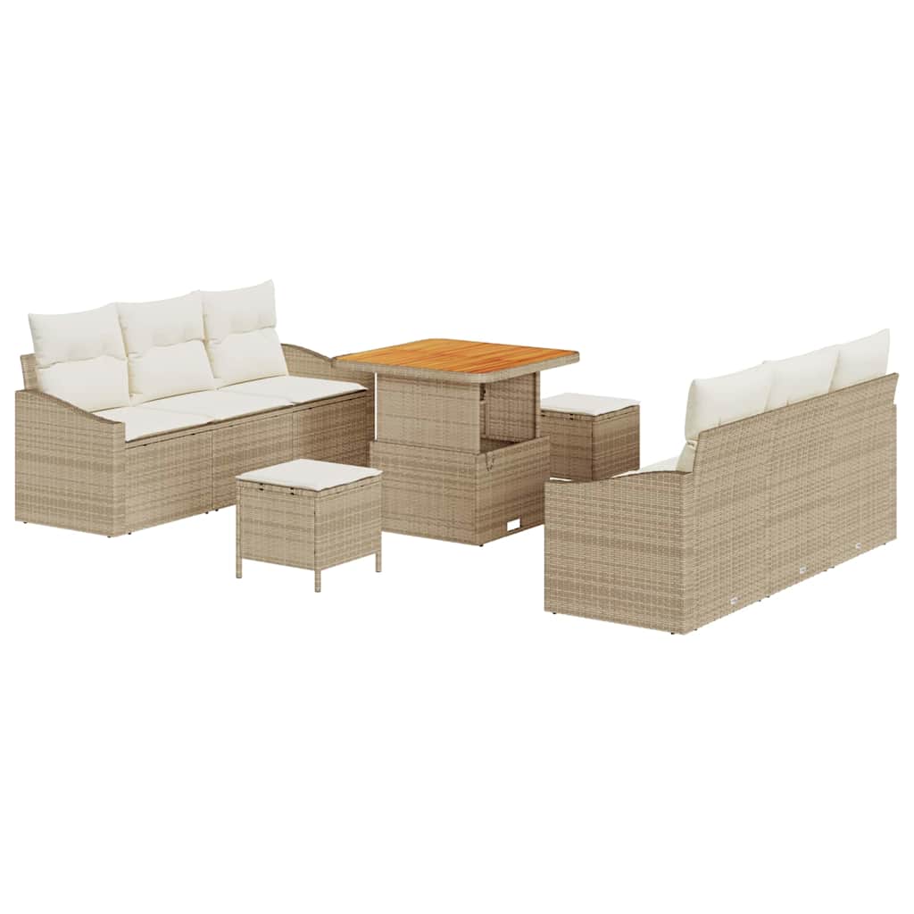 Garten-Sofa-Set 9 pcs Beige und Creme 80 x 80 x 71 cm