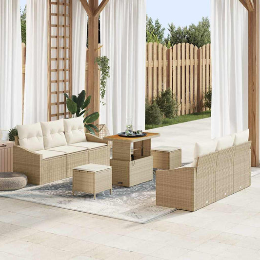 Garten-Sofa-Set 9 pcs Beige und Creme 90 x 55 x 71 cm