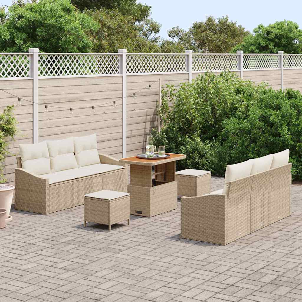 Garten-Sofa-Set 9 pcs Beige und Creme 90 x 55 x 71 cm