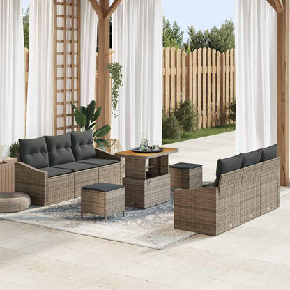Garten-Sofa-Set mit Kissen 9 pcs Grau 90 x 55 x 71 cm