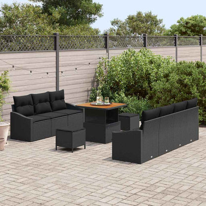 Garten-Sofa-Set mit Kissen 10 pcs Schwarz 80 x 80 x 71 cm
