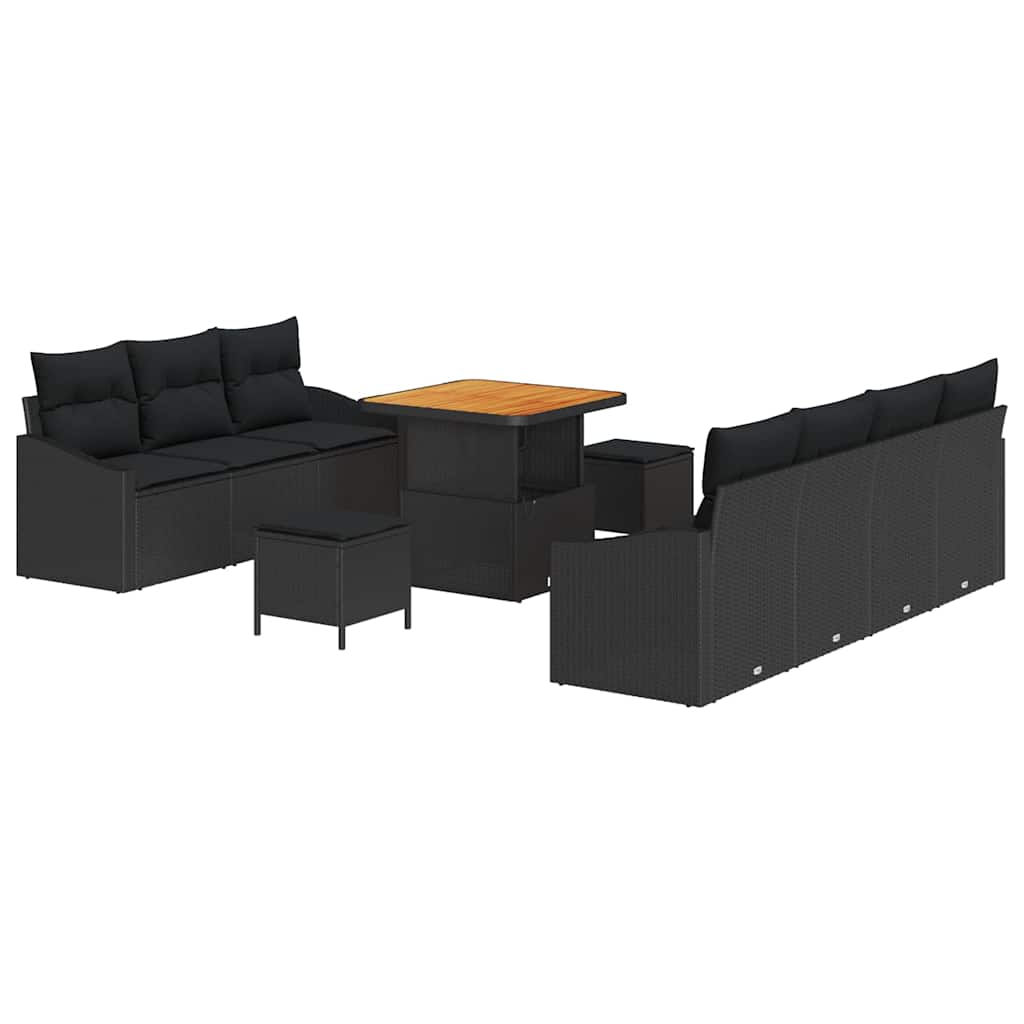 Garten-Sofa-Set mit Kissen 10 pcs Schwarz 80 x 80 x 71 cm