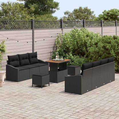 Garten-Sofa-Set mit Kissen 10 pcs Schwarz 90 x 55 x 71 cm