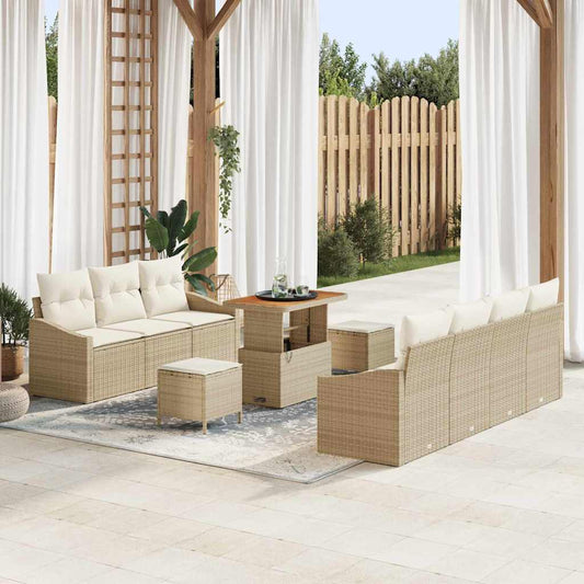 Garten-Sofa-Set 10 pcs Beige und Creme 90 x 55 x 71 cm