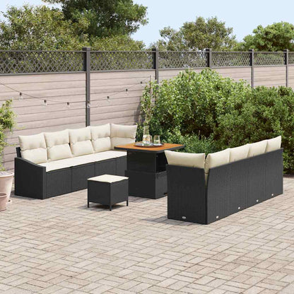 Garten-Sofa-Set 11 pcs Schwarz und Creme 80 x 80 x 71 cm