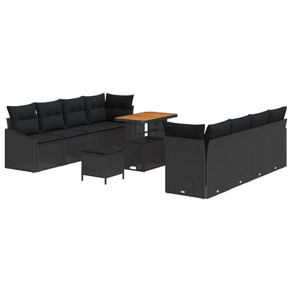 Garten-Sofa-Set mit Kissen 11 pcs Schwarz 90 x 55 x 71 cm