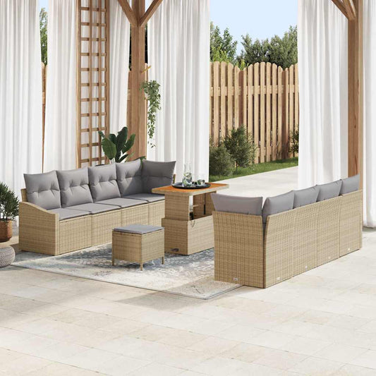 Garten-Sofa-Set 11 pcs Beige und Hellgrau 90 x 55 x 71 cm
