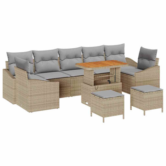 Garten-Sofa-Set 10 pcs Beige und Hellgrau 90 x 55 x 71 cm