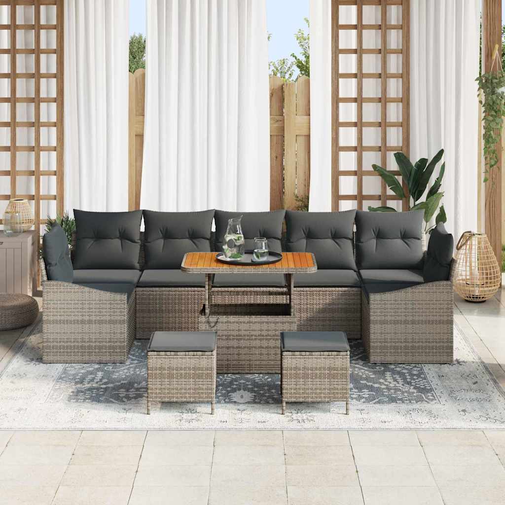 Garten-Sofa-Set mit Kissen 10 pcs Grau 90 x 55 x 71 cm