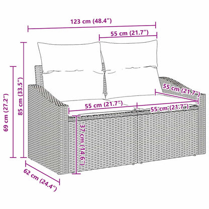 Garten-Sofa-Set mit Kissen mit Speicher 8 pcs Schwarz und Creme