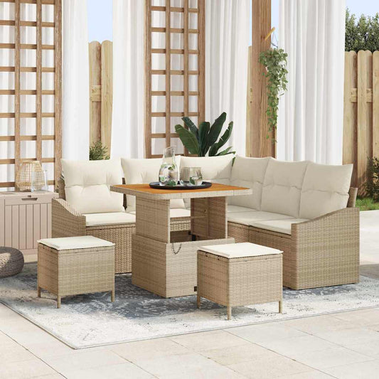 Garten-Sofa-Set 8 pcs Beige und Creme 80 x 80 x 71 cm