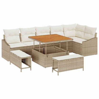 Garten-Sofa-Set 9 pcs Beige und Creme 100 x 100 x 71 cm