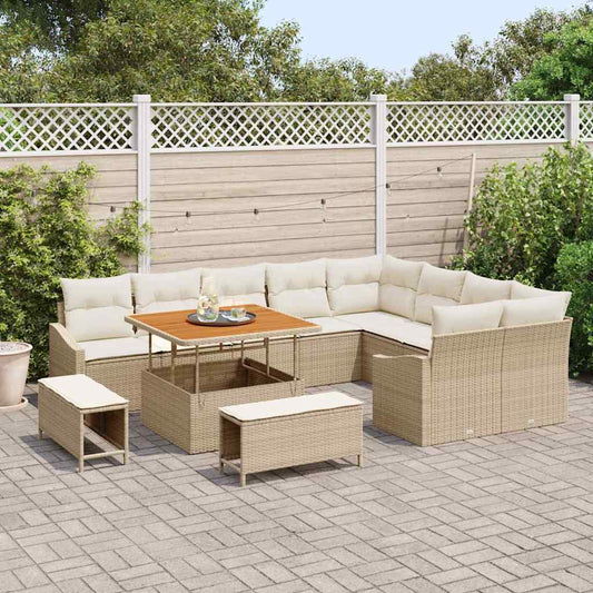 Garten-Sofa-Set 12 pcs Beige und Creme 100 x 100 x 71 cm
