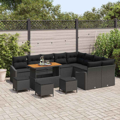 Garten-Sofa-Set mit Kissen 13 pcs Schwarz 110 x 55 x 71 cm