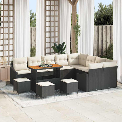 Garten-Sofa-Set 13 pcs Schwarz und Creme 110 x 55 x 71 cm