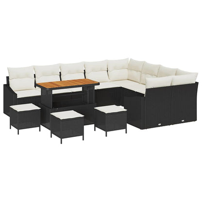 Garten-Sofa-Set 13 pcs Schwarz und Creme 110 x 55 x 71 cm