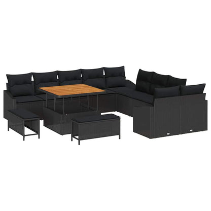 Garten-Sofa-Set mit Kissen 13 pcs Schwarz 100 x 100 x 71 cm