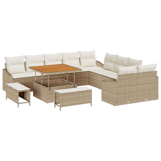 Garten-Sofa-Set 13 pcs Beige und Creme 100 x 100 x 71 cm