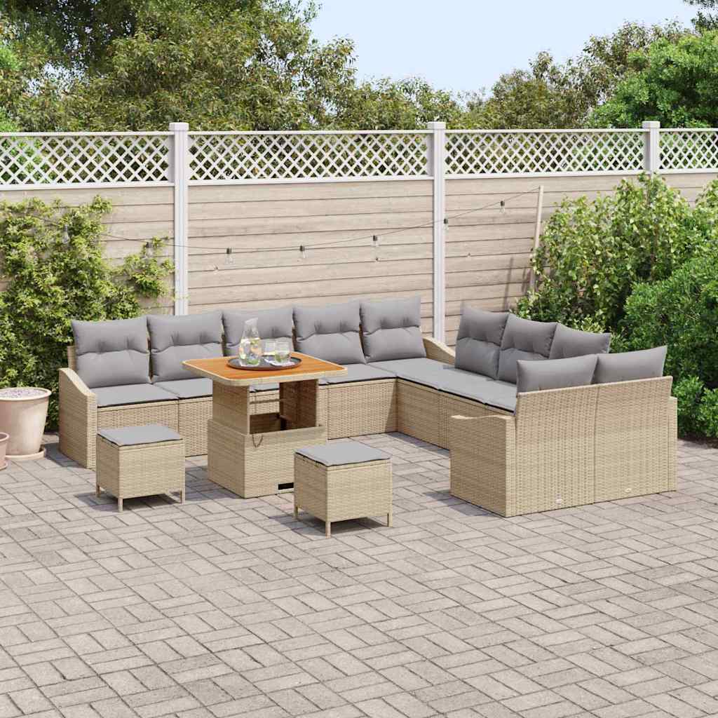 Garten-Sofa-Set 13 pcs Beige und Hellgrau 100 x 100 x 71 cm