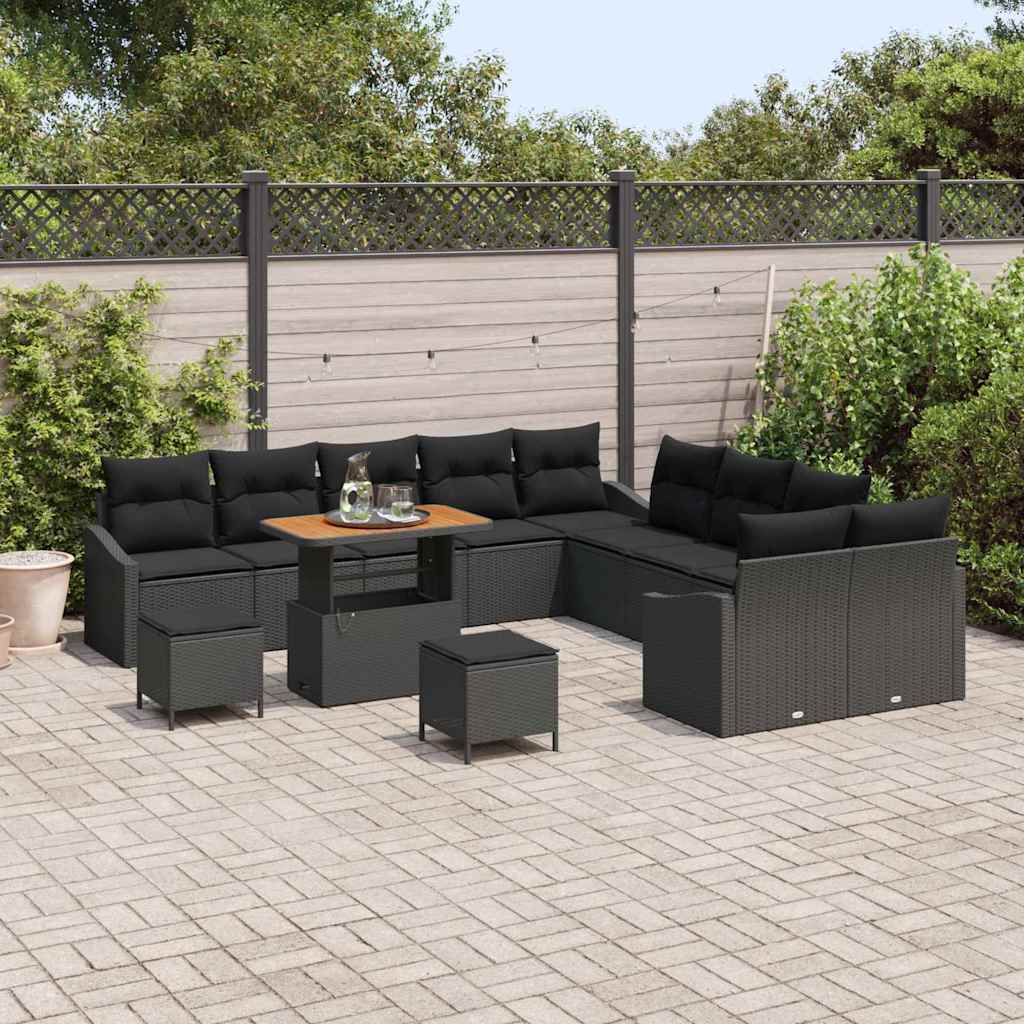 Garten-Sofa-Set mit Kissen 13 pcs Schwarz 100 x 100 x 71 cm